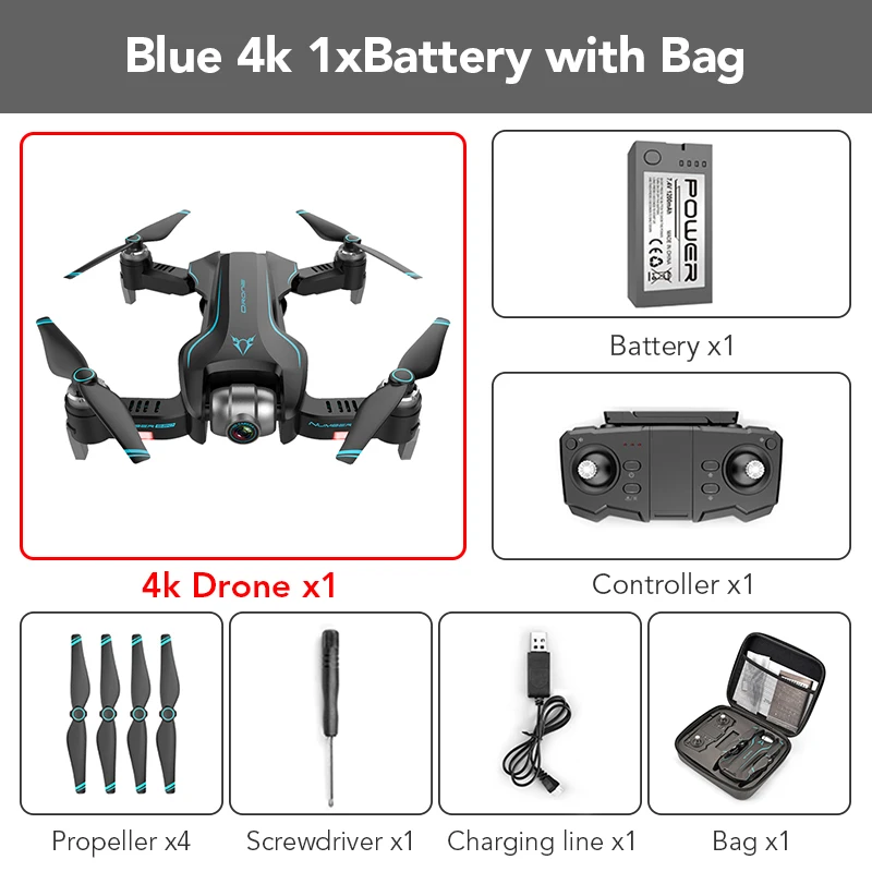 Blue 4k 1B with Bag FUNSKY S20 wifi FPV с 4 K/1080 P HD камерой 18 минут время полета Интеллектуальный складной Радиоуправляемый Дрон Квадрокоптер - Цвет: Blue 4k 1B with Bag