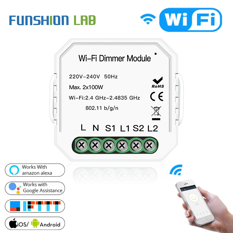 2 банды DIY WiFi Smart Way Light LED диммер модуль переключатель Life/Tuya приложение