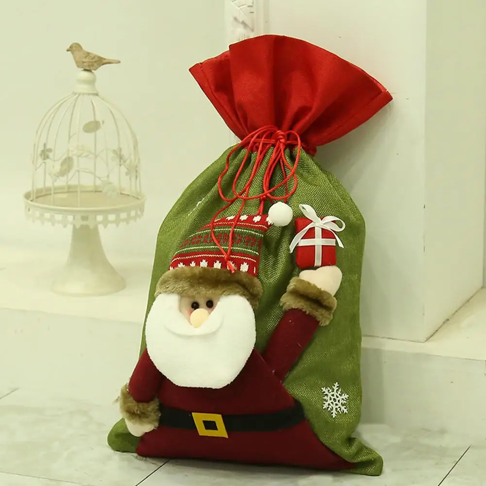 3D Новый большой Рождественский подарок сумка Санта Клаус Снеговик упаковка для