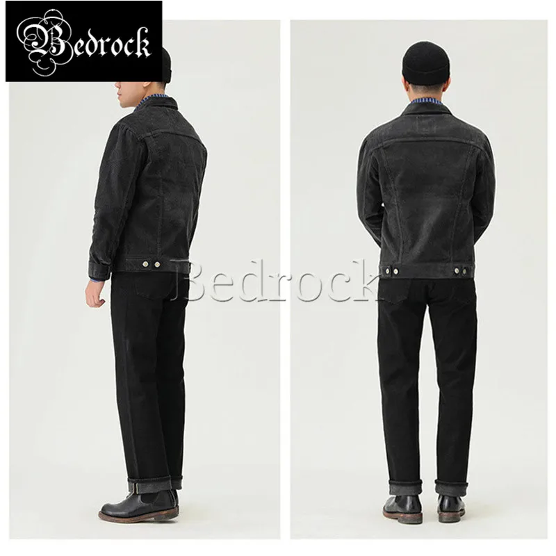 MBBCAR 12oz vintage selvedge jeans for men thin black jeans silm straight cargo pants one washed raw denim jeans black base 7343