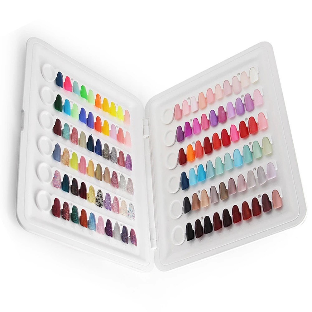

Professional No Pasting UV Gel Pedicure Gift ABS 120 Colors Card With Fingernail Tips Portable Nail Display Chart Notebook Shape