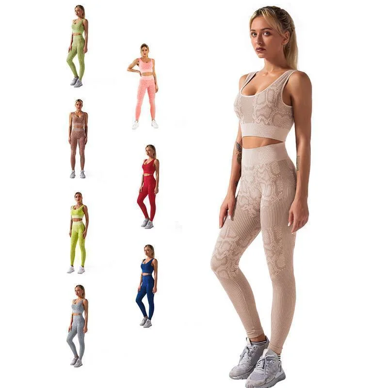 

2 Piece Snake Print Seamless Sports Yoga Set Women Sportwear Gym Clothing High Wasit Fitness Leggings Workout Sports Suit Female