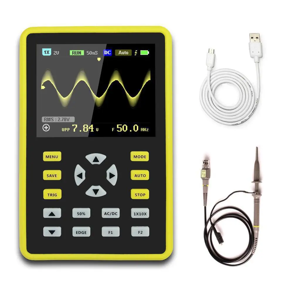 

Digital Mini Oscilloscope with 100MHz Bandwidth and 500MS/s Sampling Rate with 5012H 2.4" LCD Display Screen