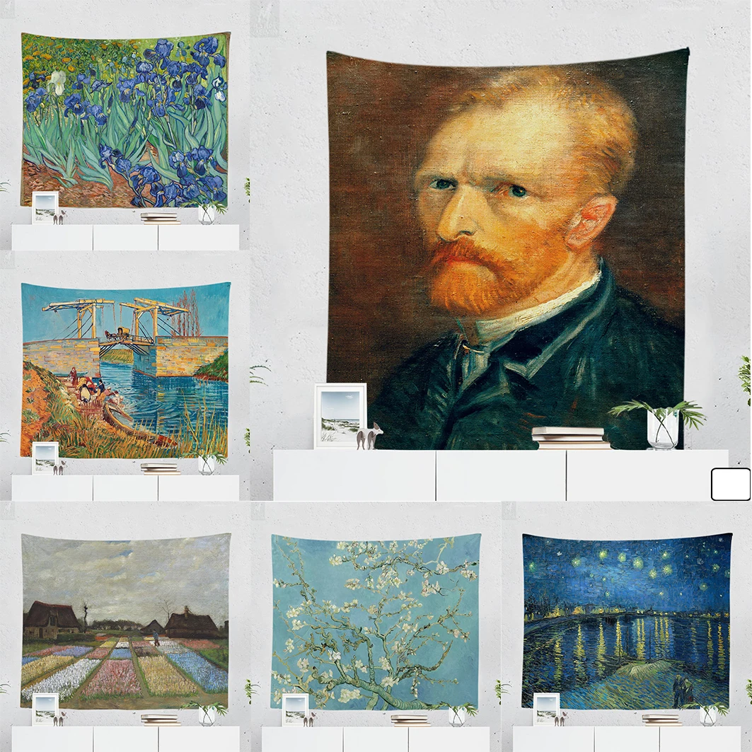 

Van Gogh self-portrait Painting Printed Living Room Decoration Wall Hanging Tapestry Yoga Mat Rug Home Decor Art