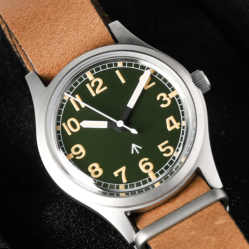

Baltany Military Pilot Watch Homage W10 Round Vintage Pilot Leather Strap NH35 Automatic C3 Luminous Mechanical Watch for Men