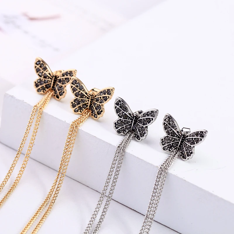 Индийские ювелирные изделия серьги с кристаллами антикварные золотые бабочками