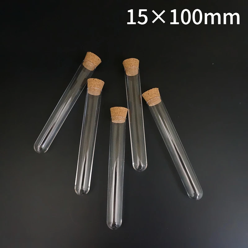 

20pcs/Pack 15x100mm Lab Plastic Test Tubes With Cork Stopper For Laboratory Wedding Favor Gift wooden plug tube