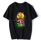 Футболка Мужскаяженская с психоделическим грибом, хлопковая Футболка с футболка с надписью Aliens, топы в стиле аниме Харадзюку