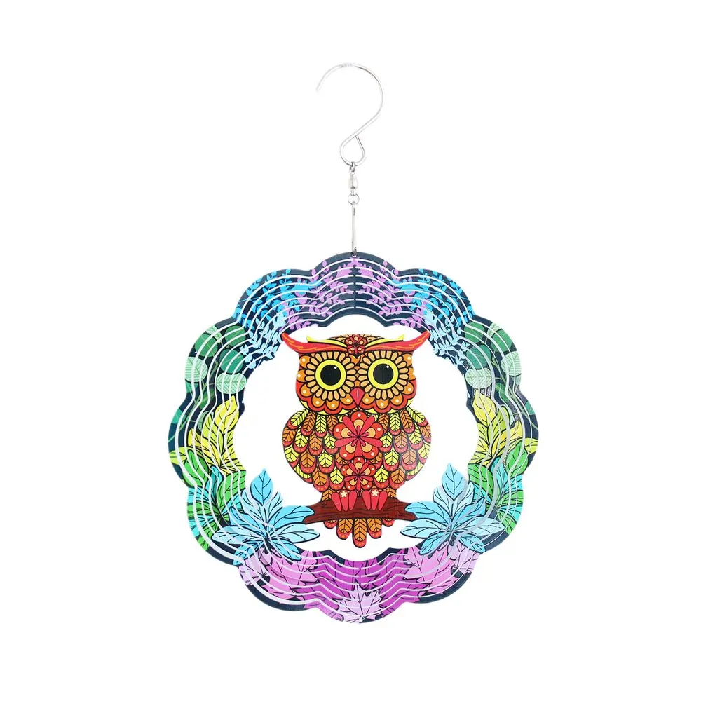 

Rotating Wind Chimes Ornaments Home Garden Decoration Colorful Pendant Forest Owl 3D Visual Effect Owl Wind Chimes