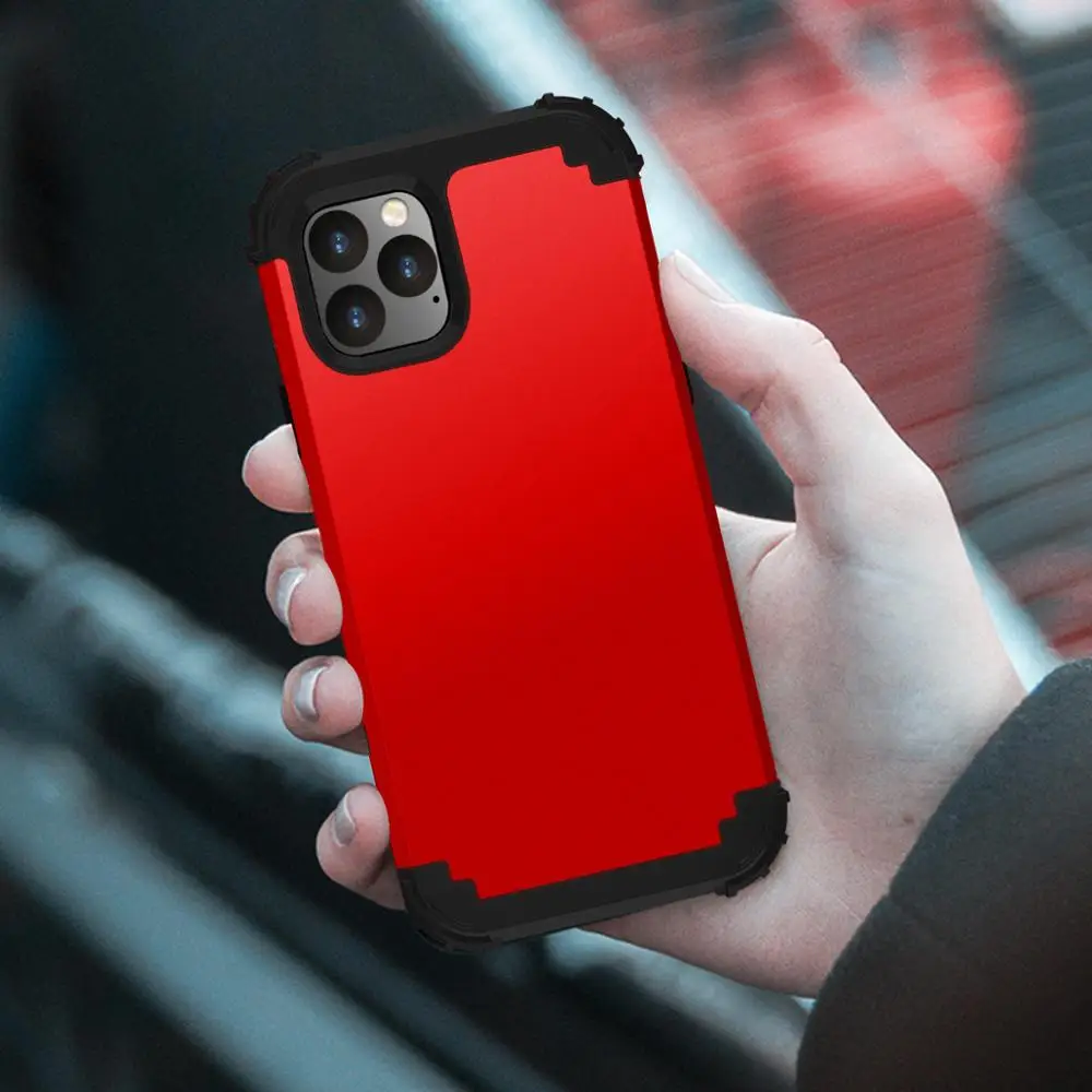 Жесткий чехол из поликарбоната для iPhone 11 Pro Max три в одном контрастный цвет