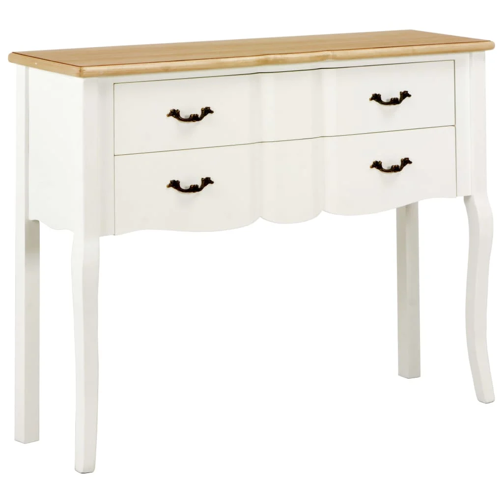 

Sideboard White and Brown 43.3"x11.8"x33.5" Solid Wood