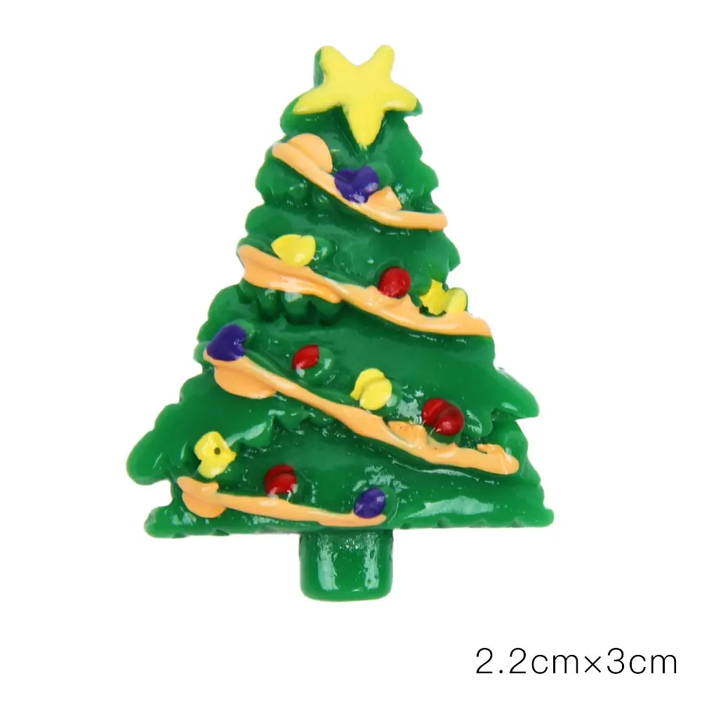 

10pcs/bag Resin Christmas Tree Snowman Applique Handmade Phone Case Accessories DIY HairRope Ornament Hair Bows Decor Materials