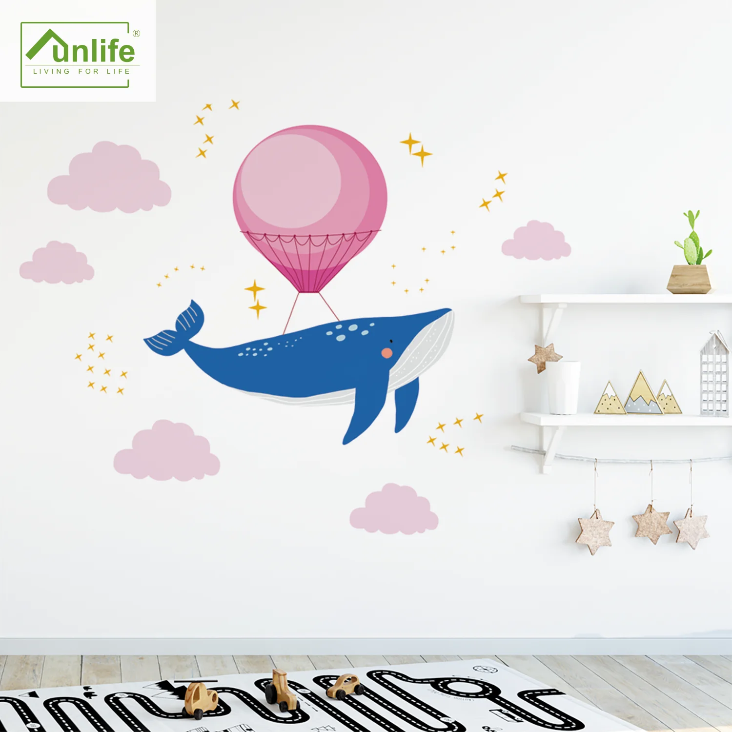 

Funlife®Легко моющиеся декоративные настенные наклейки с китами, самоклеящиеся водонепроницаемые настенные наклейки, виниловые обои для детской комнаты, спальни, детской комнаты