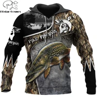 pike fishing camo 3d printed men hoodie harajuku streetwear autumn sweatshirt unisex casual jacket tracksuit plus size kj0120
