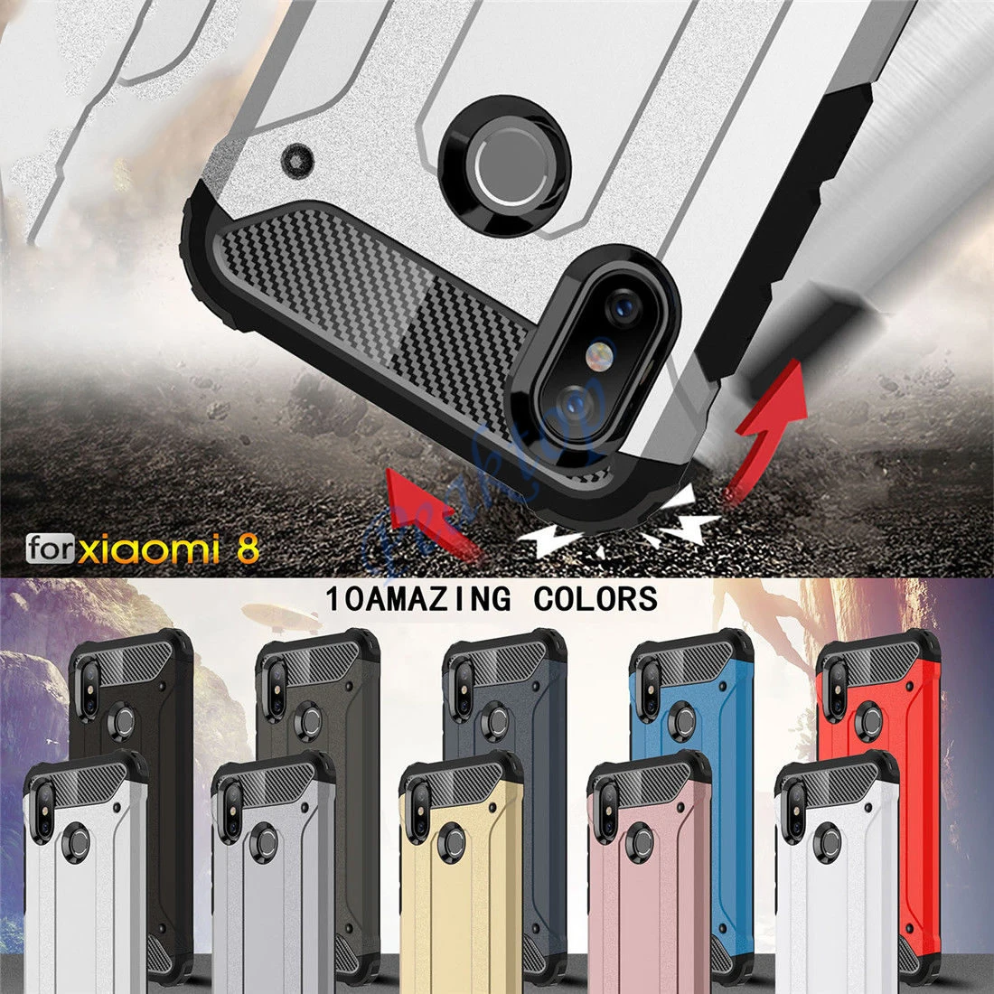 Защитный чехол для Xiaomi Redmi Note 5 Pro Mi 8 6X 5X A1 A2Case силикон + из поликарбоната 6 6A S2 Plus