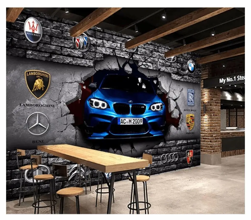 

3d wall murals wallpaper for walls in rolls Car breaks the wall living room custom photo wallpaper on the wall 3d home decor