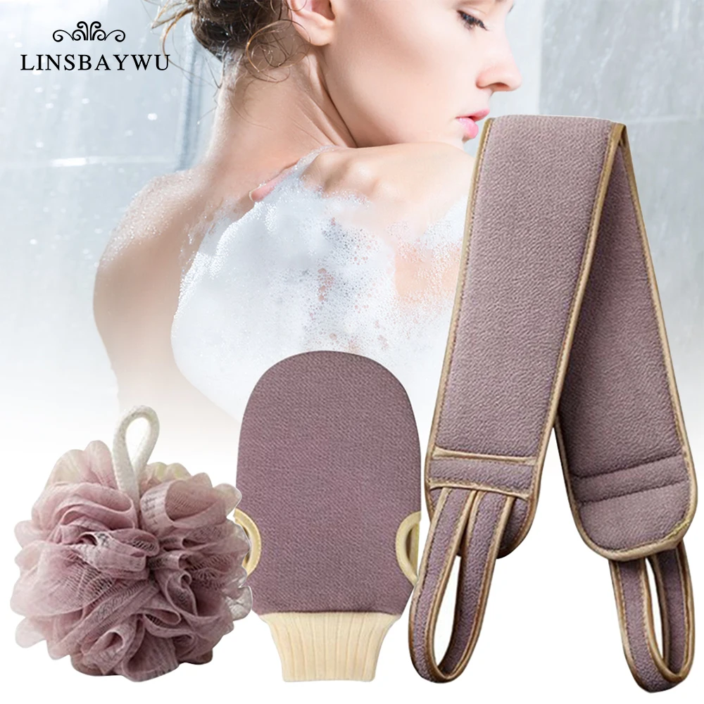 

3pcs/set Body Cleaning Washcloth Soft Brush Home Hotel Bathroom Shower Ball Back Scrubber Set Exfoliating Skin Towel Bath Gloves