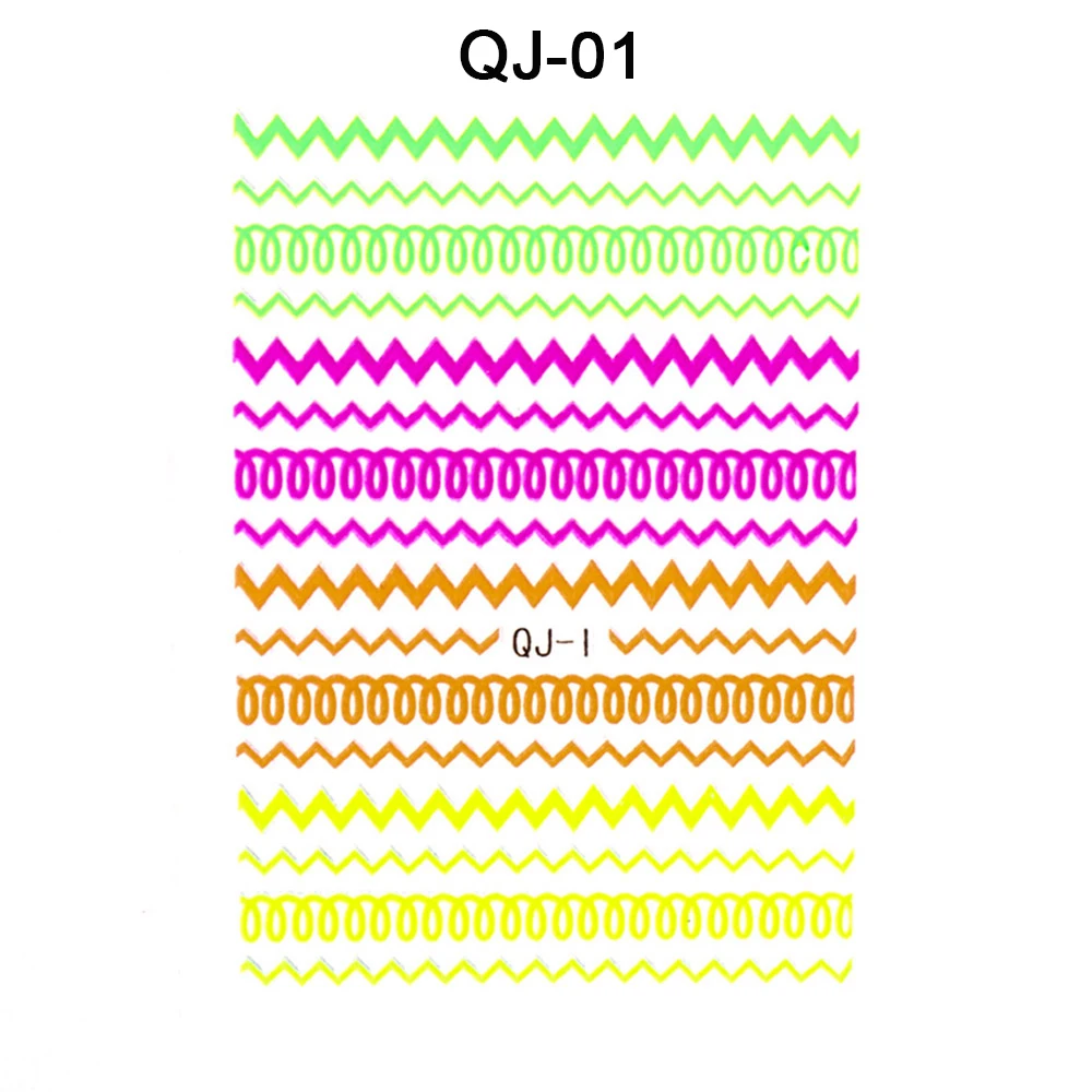 QJ-01 1 шт. DIY 3D блестящая светящаяся наклейка для ногтей флуоресцентный ноготь наклейки неоновые звезды вспышка Светящиеся в темноте наклейка Хэллоуин ногтей художественные украшения - Цвет: QJ-01