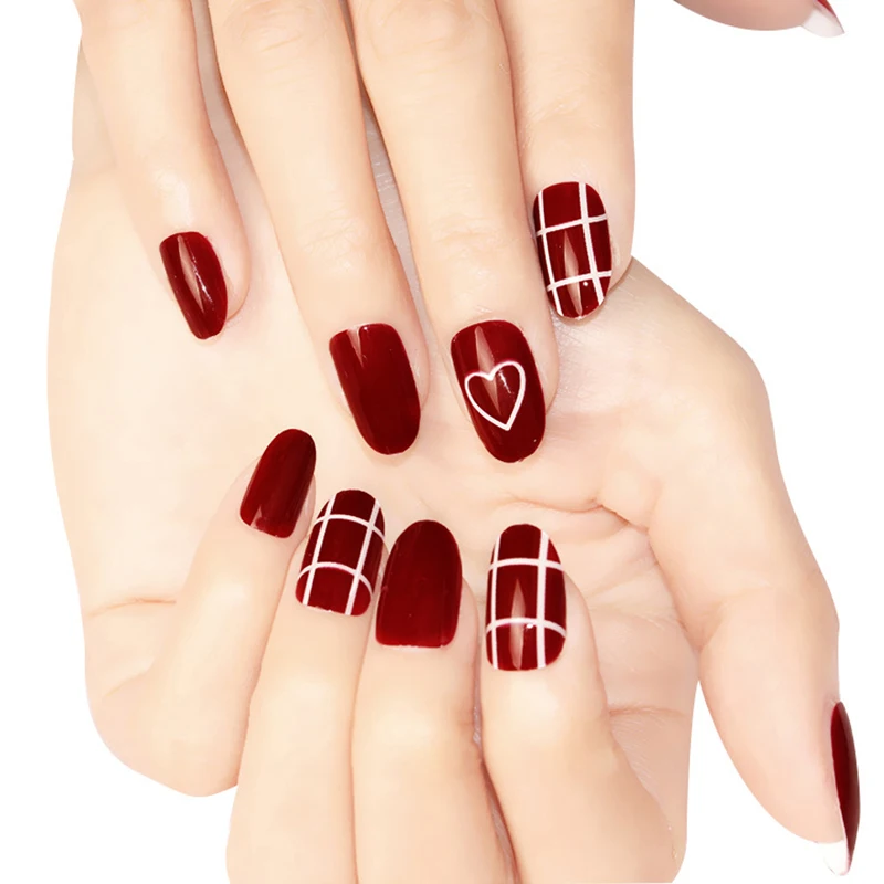 24Pcs Fake Nails Detach Nail Color Glue False Press on Wholesale Tips Art | Красота и здоровье
