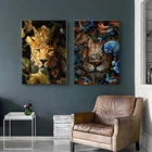 Абстрактная Картина на холсте с изображением цветка искусственного оленя леопарда