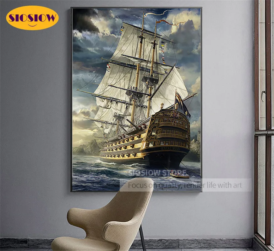 5d алмазная живопись сделай сам корабли и лодки полноразмерная Мозаика из страз