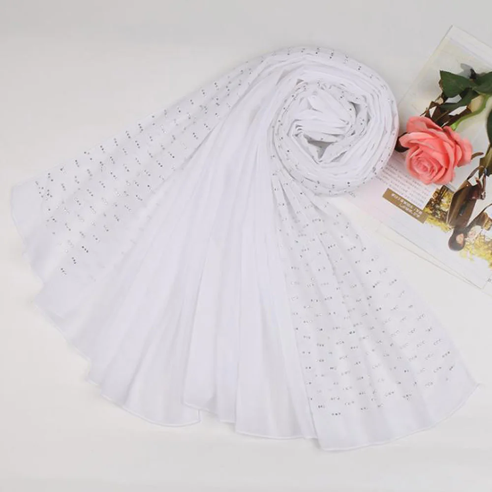 Хиджаб шарф 2020 зимнее пончо Женская мода мусульманские длинные шифоновые шали с