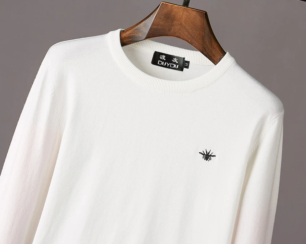 DUYOU осенне-зимний мужской свитер модный тренд удобный Однотонный с вышивкой