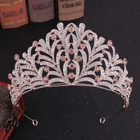 kmvexo leaves crystal bride tiara crowns fashion queen princess party bridal crown headpieces wedding hair jewelry accessories