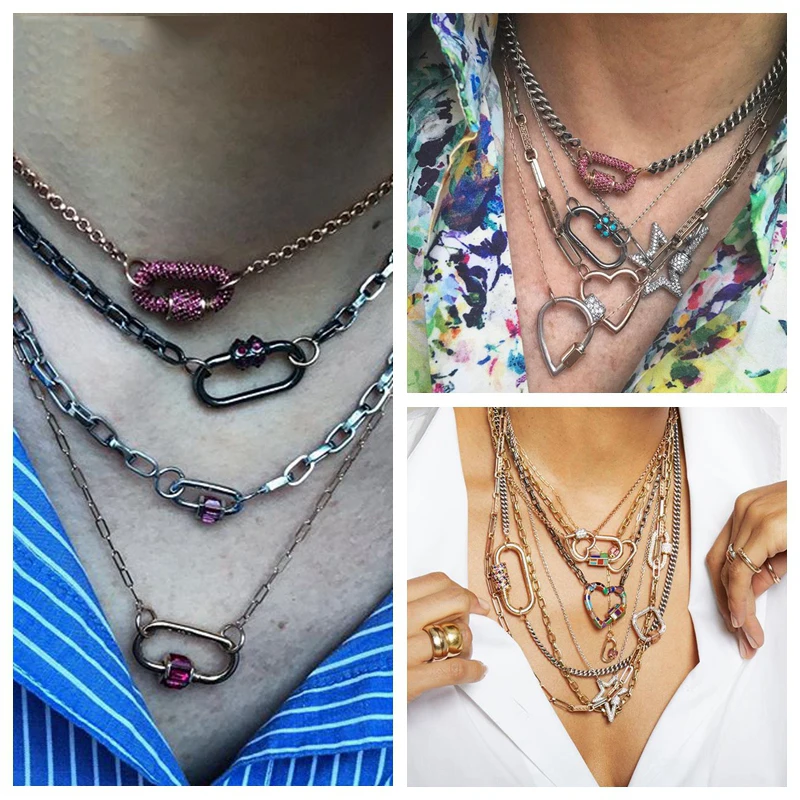 Juya DIY Punk Jewelry Making Supplies 7 Styles Copper Fastener Carabiner Screw Clasps Pendants Accessories For Necklace Handmade | Украшения