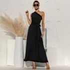 Женское платье макси в стиле бохо, красное сексуальное платье на одно плечо, с оборками, с завязкой на талии, летнее праздничное платье без рукавов