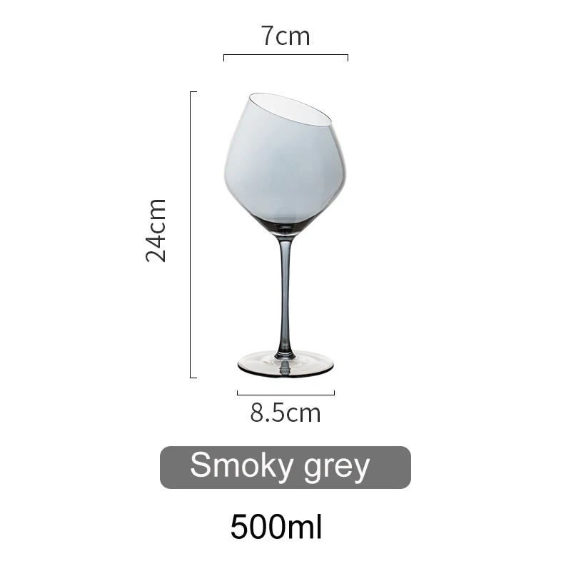 Smoky grey Радужное покрытие Бессвинцовая Хрустальная стеклянная чашка Наклонный рот бокал для вина коктейльное стекло бокалы для шампанского бокал для вечеринок посуда для напитков - Цвет: Smoky grey