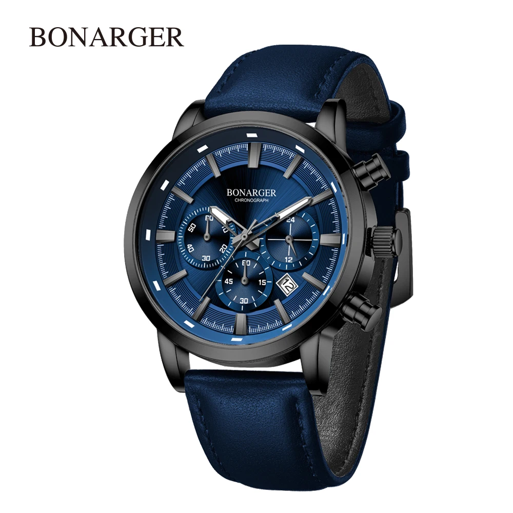 

2021 new multifunctional men's quartz chronograph running second sports electronic watch waterproof luminous date display