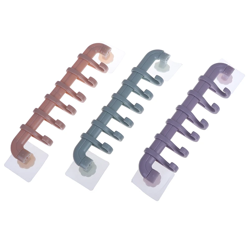 Towel Spoon Rack Suction Cup 6 Hooks Bathroom Kitchen Wall Door Non-trace Strong Holder Sucker Hange | Дом и сад