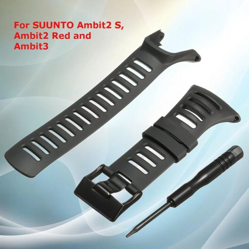 

For SUUNTO AMBIT2 S RED/AMBIT3 SPORT Black Rubber Watch Strap Band SS019474000 Watch Strap Screwdriver
