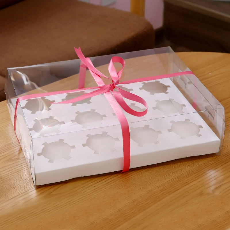 Прозрачные коробки для кексов из ПВХ коробка 2/4/6/12 тортов на день рождения