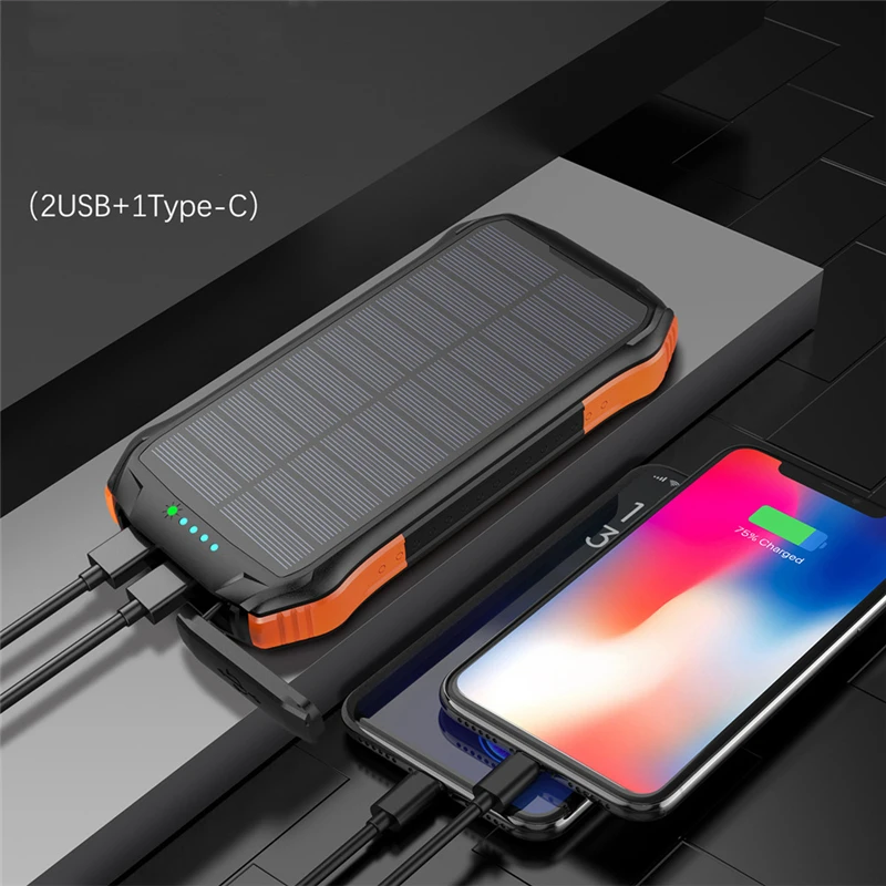 16000 мАч Солнечное зарядное устройство 10 Вт Qi Беспроводное для iPhone 11 pro Samsung PD 18