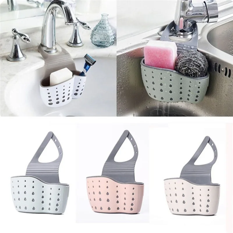 

1Pcs Kitchen Sink Shelf Soap Sponge Drain Rack Holder Double Decker Hanging Basket Storage Suction Cup Kitchen Organizer Sink