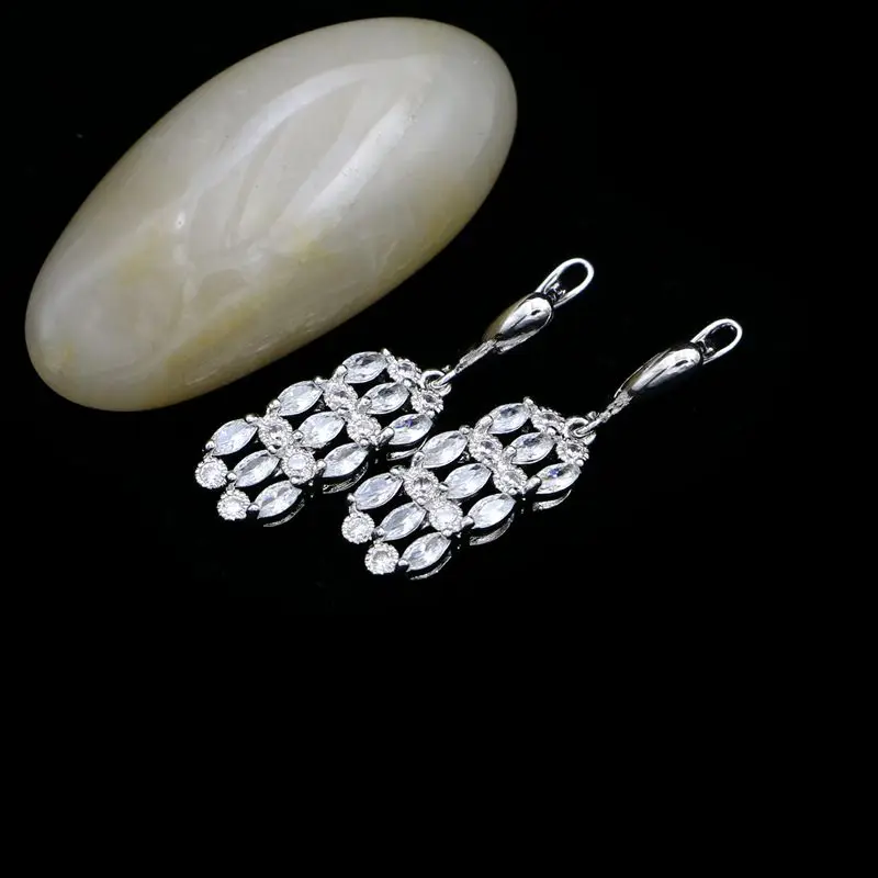 Женский комплект украшений из серебра 925 пробы свадебные украшения серьги с