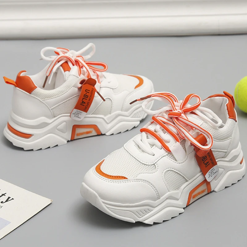 Женские кроссовки 2019 модные белые на платформе женская повседневная обувь