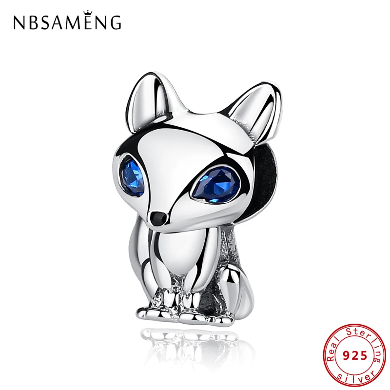 Оригинальные шармы-подвески из стерлингового серебра 100% пробы лиса бусины с