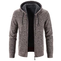 autumn and winter mens hooded zipper cardigan faux fur wool sweater loose casual knit sweater thick woolen coat plus size s 4xl
