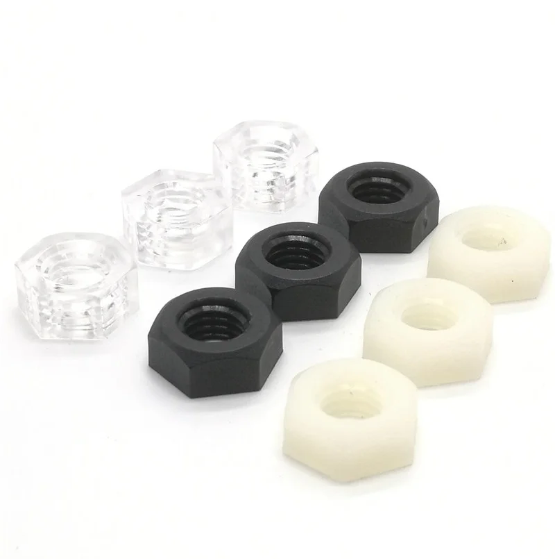

10/20/50pcs M2 M3 M4 M5 M6 M8 M10 M12 Black or White Nylon Plastic Insulation Metric Threaded Hex Hexagon Nut For Bolt Screw