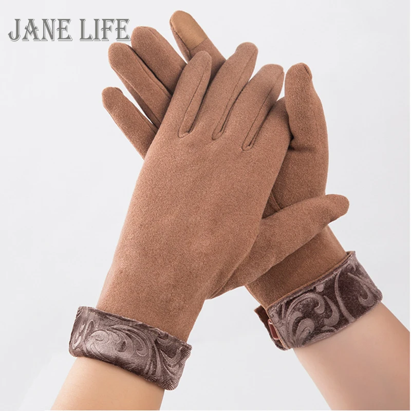 

New Fashion Grace Lady Gloves Women Winter Vintage Windproof Warm Touch Screen Driving Full Finger Glove Mittens G064