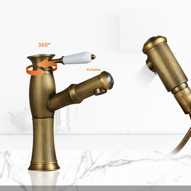 Латунный выдвижной смеситель Wetips для раковины с холодной и горячей водой