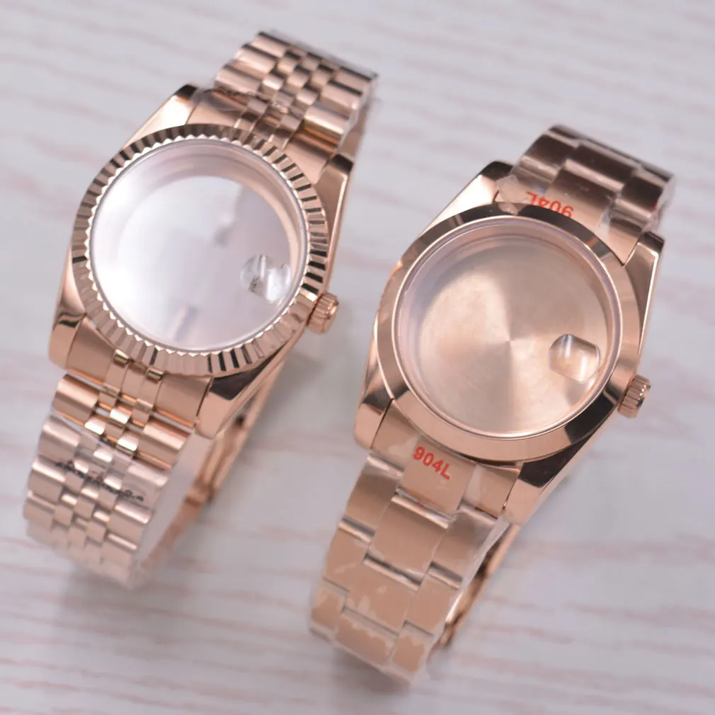 36mm / 39mm Rose gold Watch Case Fits NH35 NH36 ETA 2836 2824 pt5000 Miyota 8205 8215 821A DG2813 3804 Movement Sapphire glass