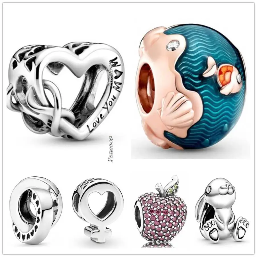 

Original 925 Sterling Silver Openwork Love You Mum Infinity Heart Charm Beads Fit Pandora Bracelet & Necklace Jewelry