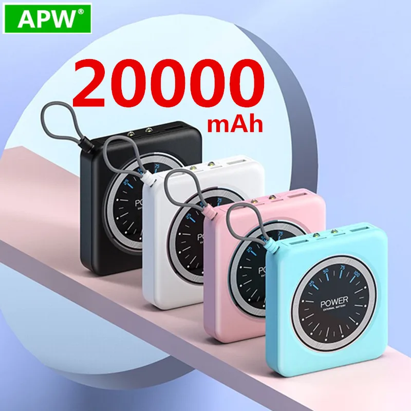 New Mini Power Bank 20000mAh Mobile Phone Large Capacity Slim Portable Charger Dual USB Digital Display External Battery Pack | Мобильные