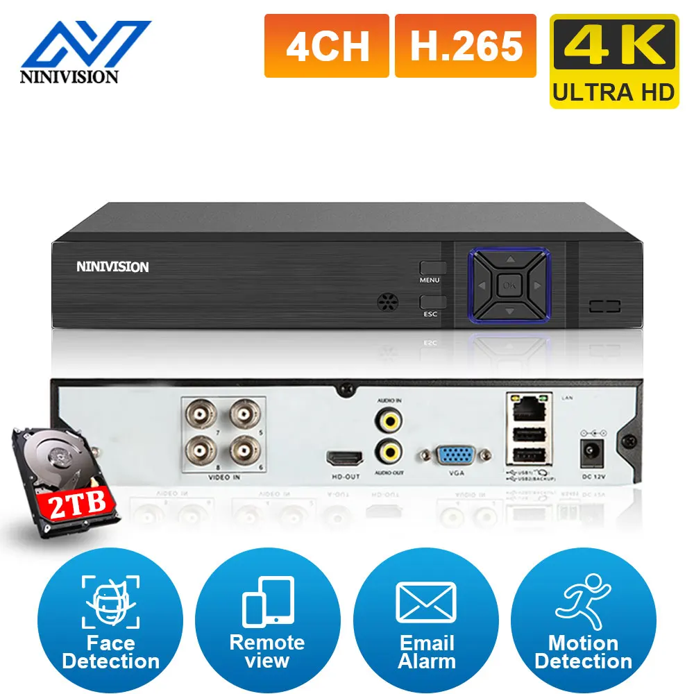 

Ultra HD 4K 4CH AHD Video Recorder H.265+ 8MP 4CH 6 in 1 Hybrid DVR CVBS TVI CVI IP NVR For Home CCTV Camera System