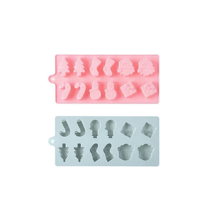 

12 Even Christmas Snowman Socks Tree Silicone Mold DIY Chocolate Fudge Mold Ice grid ice mold fondant