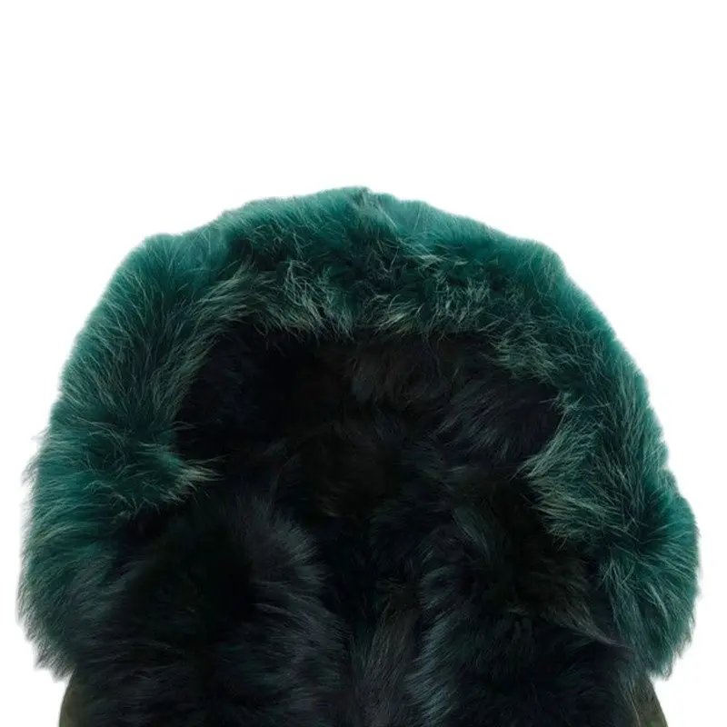 Женская зимняя меховая парка Mr темно-зеленая с подкладкой из лисьего меха